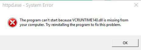 Виправляємо помилку Відсутня vcruntime140.dll