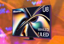 Grande economia na TV Hisense U8 Mini LED 4K de 75 polegadas